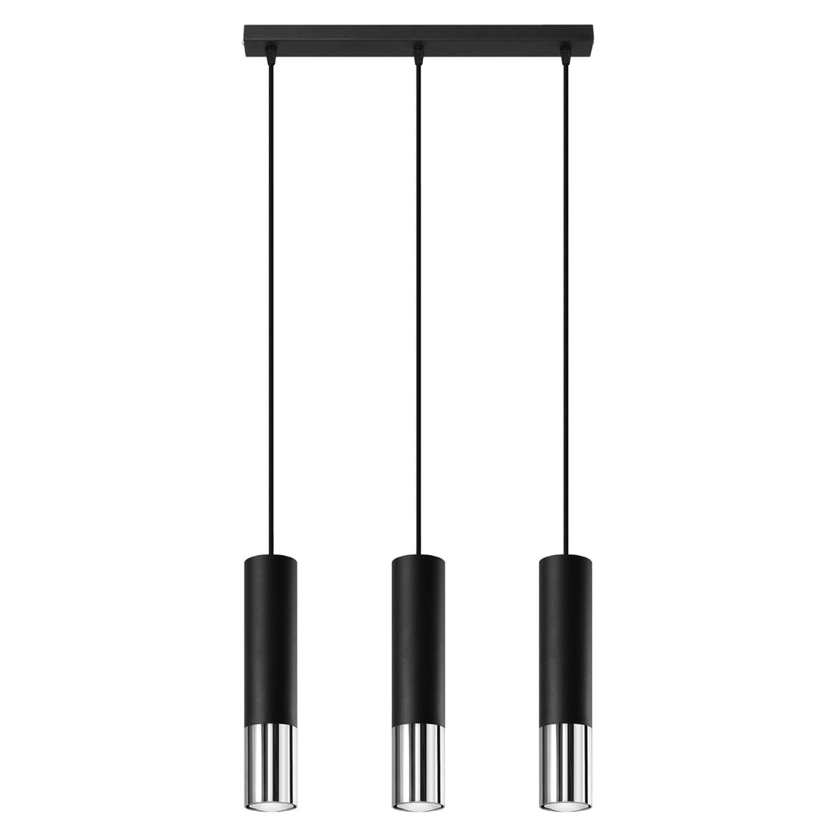 Pendellampe LOOPEZ 3L sort/krom – GU10 3 lyskilder stål 45 × 6 × 90 cm IP20