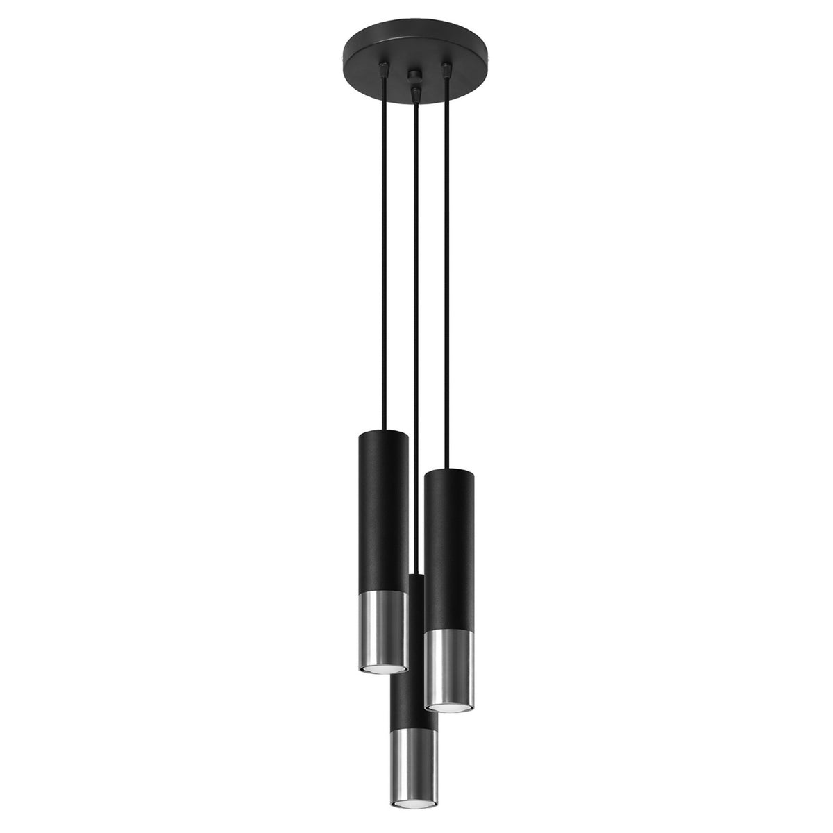 Pendellampe LOOPEZ 3P sort/krom – GU10 3 lyskilder stål 20 × 20 × 90 cm IP20