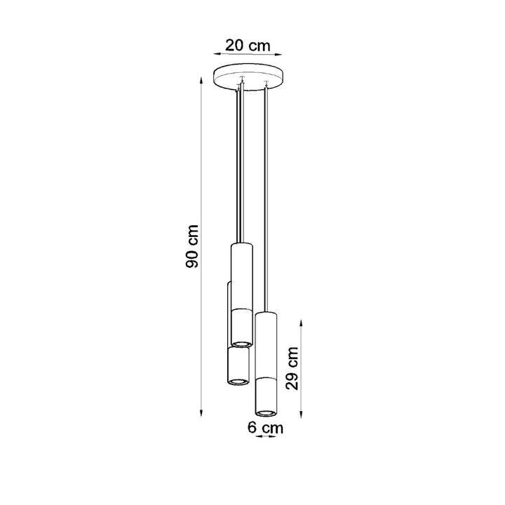 Pendellampe LOOPEZ 3P sort/krom – GU10 3 lyskilder stål 20 × 20 × 90 cm IP20