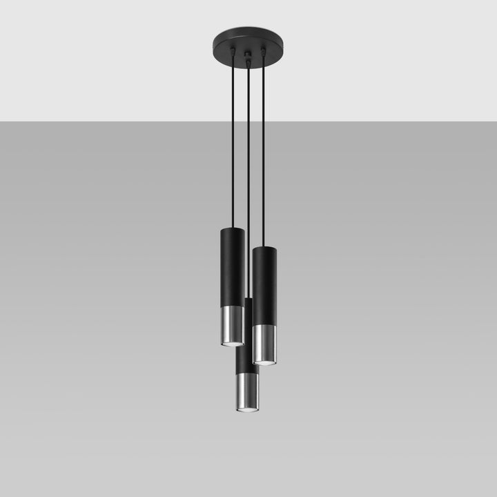 Pendellampe LOOPEZ 3P sort/krom – GU10 3 lyskilder stål 20 × 20 × 90 cm IP20