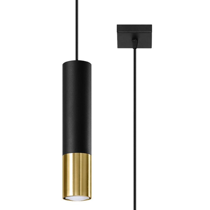 Pendellampe LOOPEZ 1 sort/guld – GU10 1 lyskilde stål 8 × 8 × 100 cm IP20