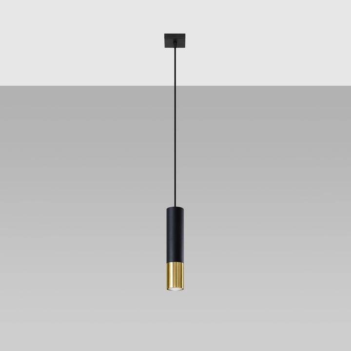 Pendellampe LOOPEZ 1 sort/guld – GU10 1 lyskilde stål 8 × 8 × 100 cm IP20