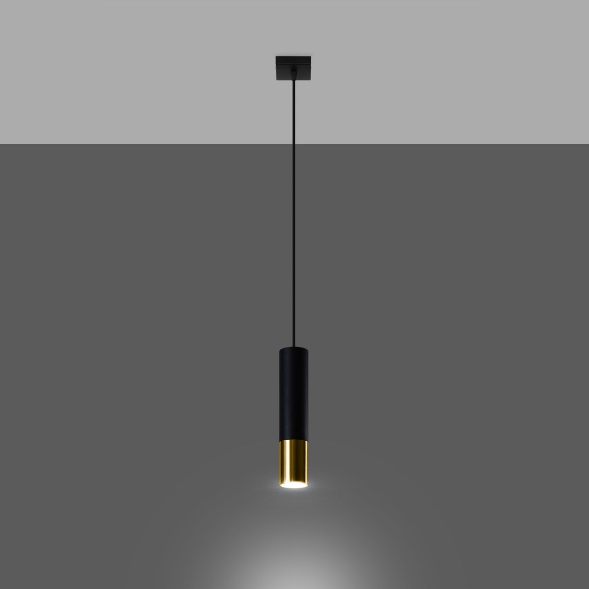 Pendellampe LOOPEZ 1 sort/guld – GU10 1 lyskilde stål 8 × 8 × 100 cm IP20