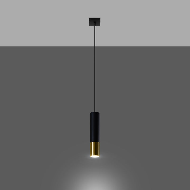 Pendellampe LOOPEZ 1 sort/guld – GU10 1 lyskilde stål 8 × 8 × 100 cm IP20
