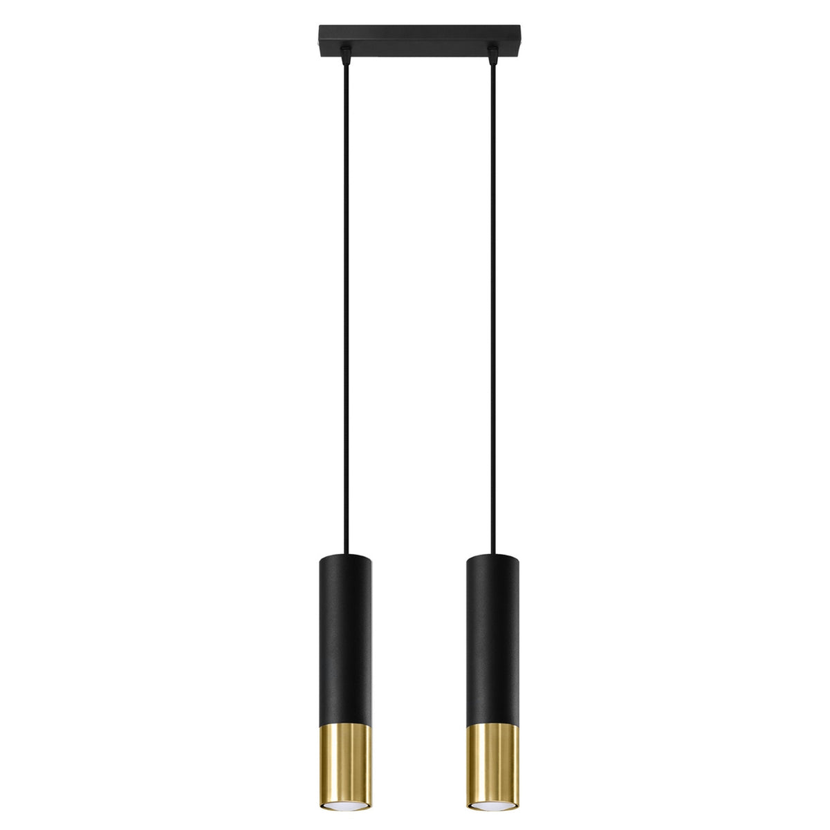 Pendellampe LOOPEZ 2 sort/guld – GU10 2 lyskilder stål 30 × 6 × 90 cm IP20