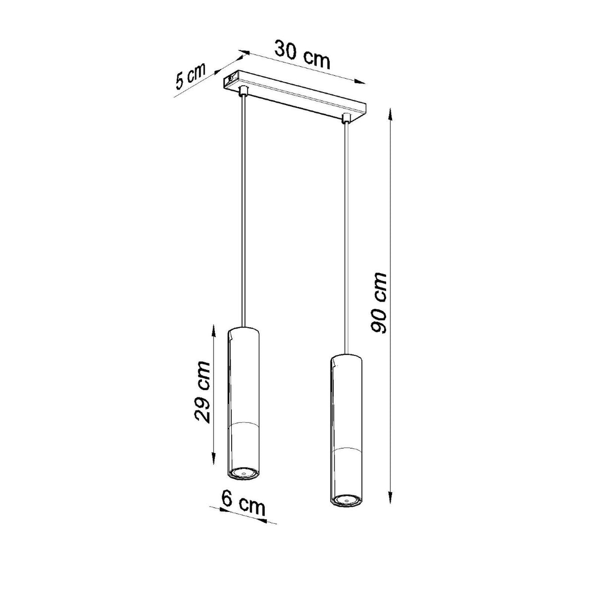 Pendellampe LOOPEZ 2 sort/guld – GU10 2 lyskilder stål 30 × 6 × 90 cm IP20