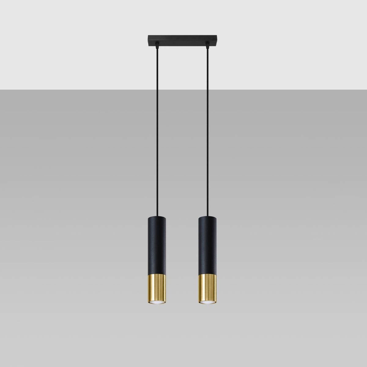 Pendellampe LOOPEZ 2 sort/guld – GU10 2 lyskilder stål 30 × 6 × 90 cm IP20