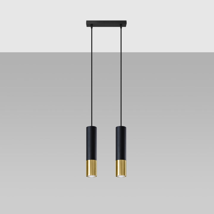 Pendellampe LOOPEZ 2 sort/guld – GU10 2 lyskilder stål 30 × 6 × 90 cm IP20