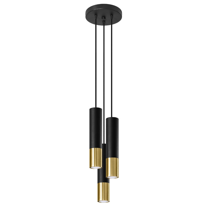 Pendellampe LOOPEZ 3P sort/guld – GU10 3 lyskilder stål 20 × 20 × 90 cm IP20