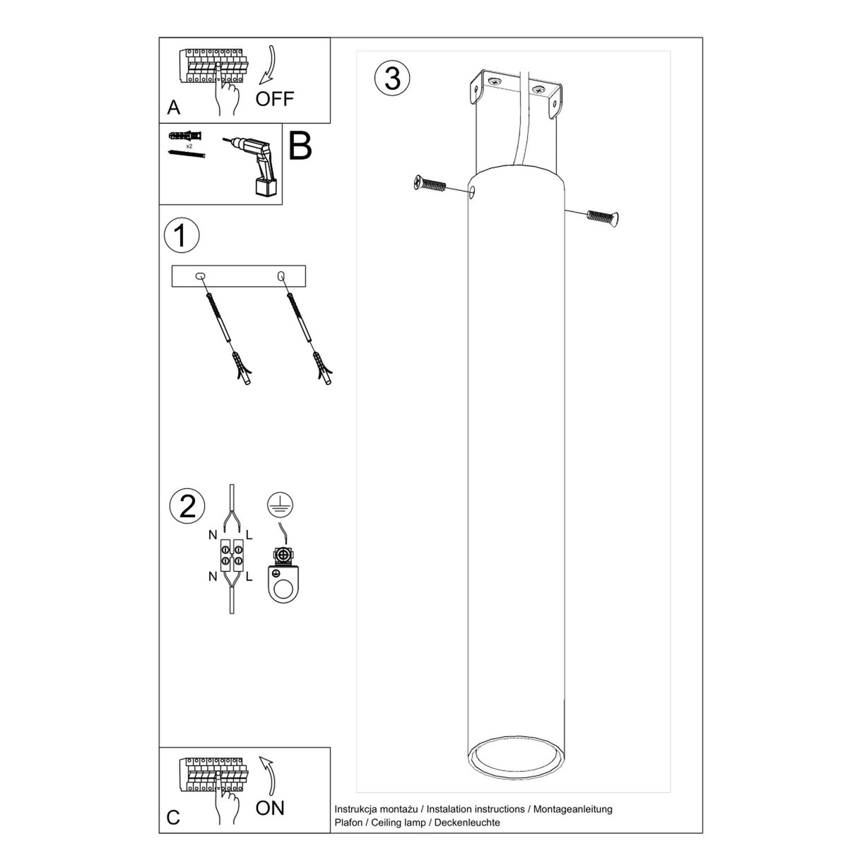 Loftslampe LAGOS 40 sort – SL.1002