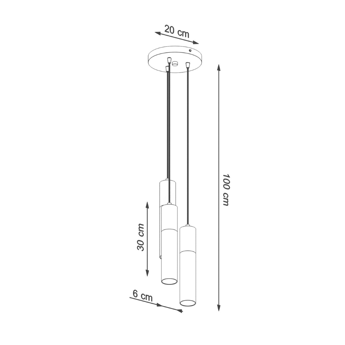 Pendellampe PABLO 3P sort med 3 lyskilder – 20 × 20 × 100 cm – SL.1014