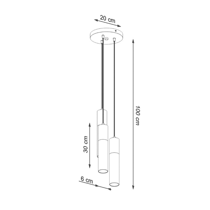 Pendellampe PABLO 3P sort med 3 lyskilder – 20 × 20 × 100 cm – SL.1014