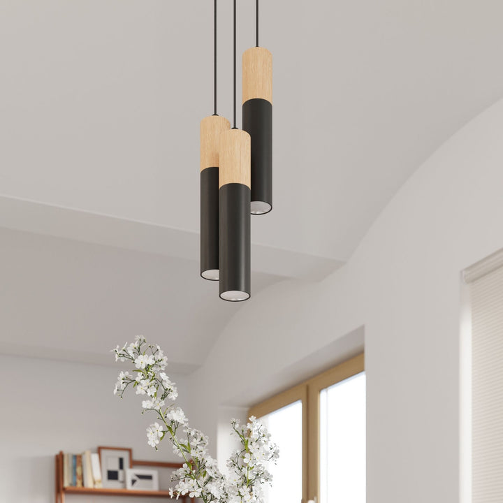 Pendellampe PABLO 3P sort med 3 lyskilder – 20 × 20 × 100 cm – SL.1014