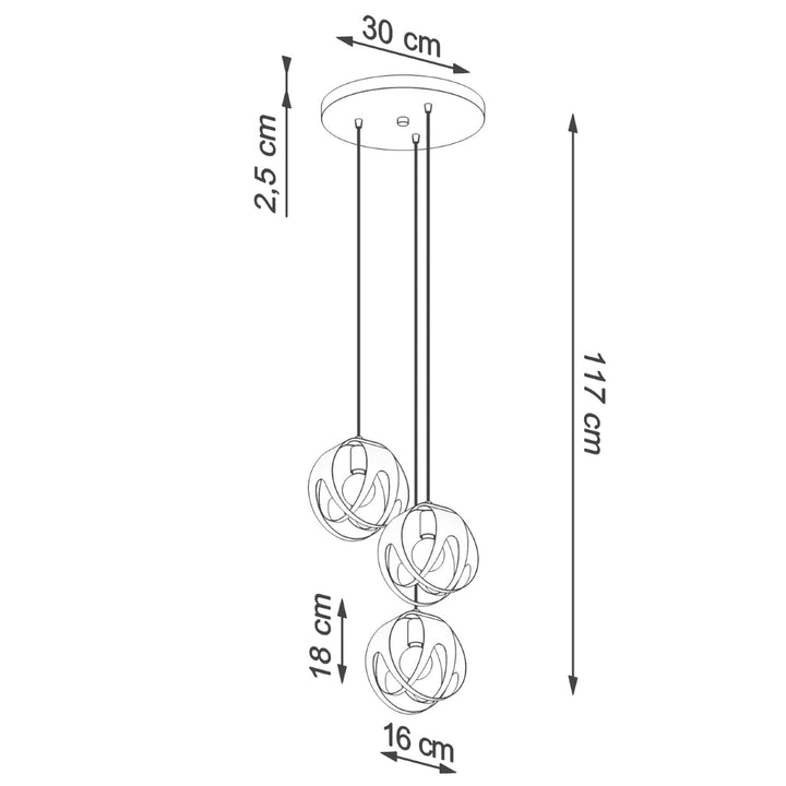 Pendellampe TULOS 3P hvid – E27 3 lyskilder stål 30 × 30 × 117 cm IP20
