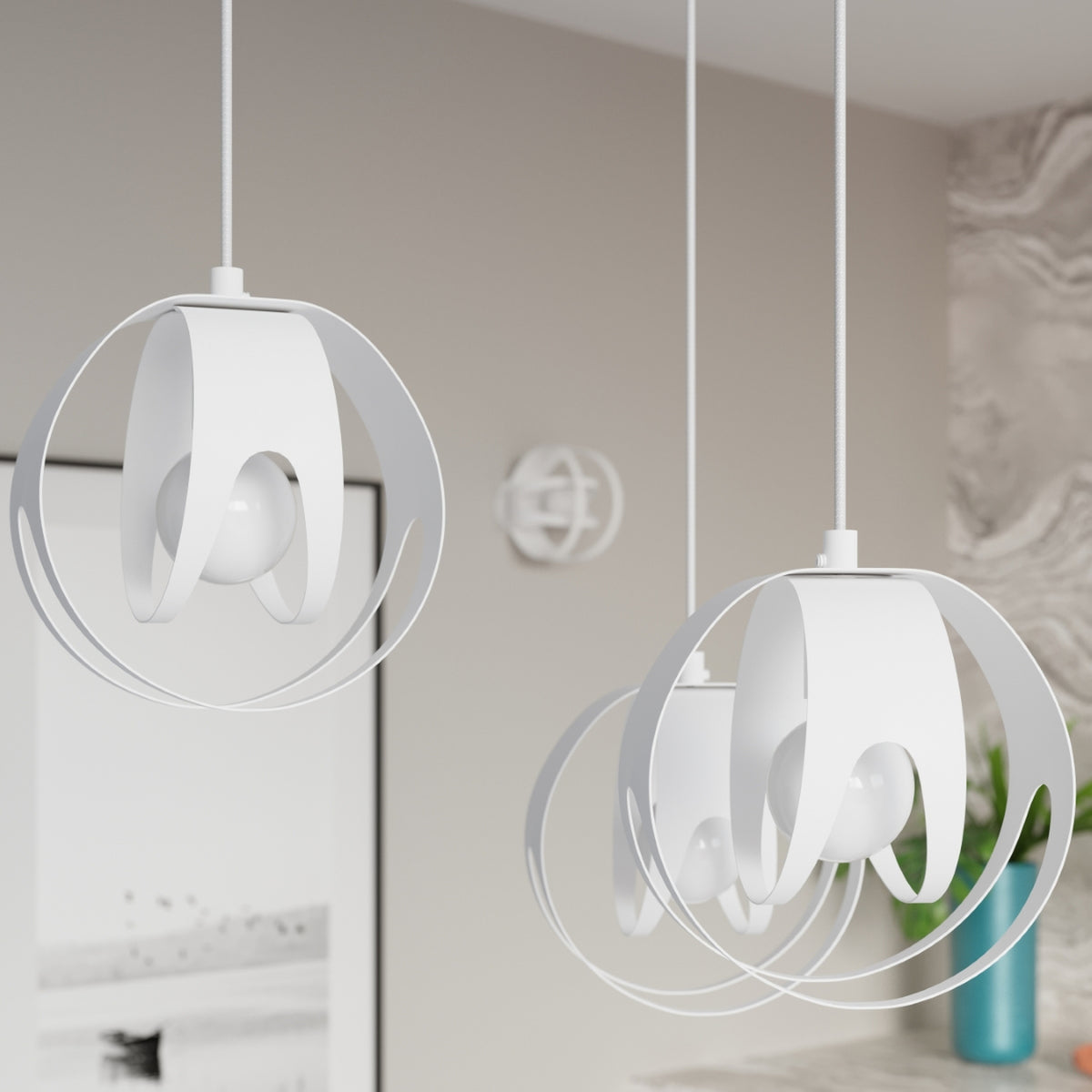 Pendellampe TULOS 3P hvid – E27 3 lyskilder stål 30 × 30 × 117 cm IP20