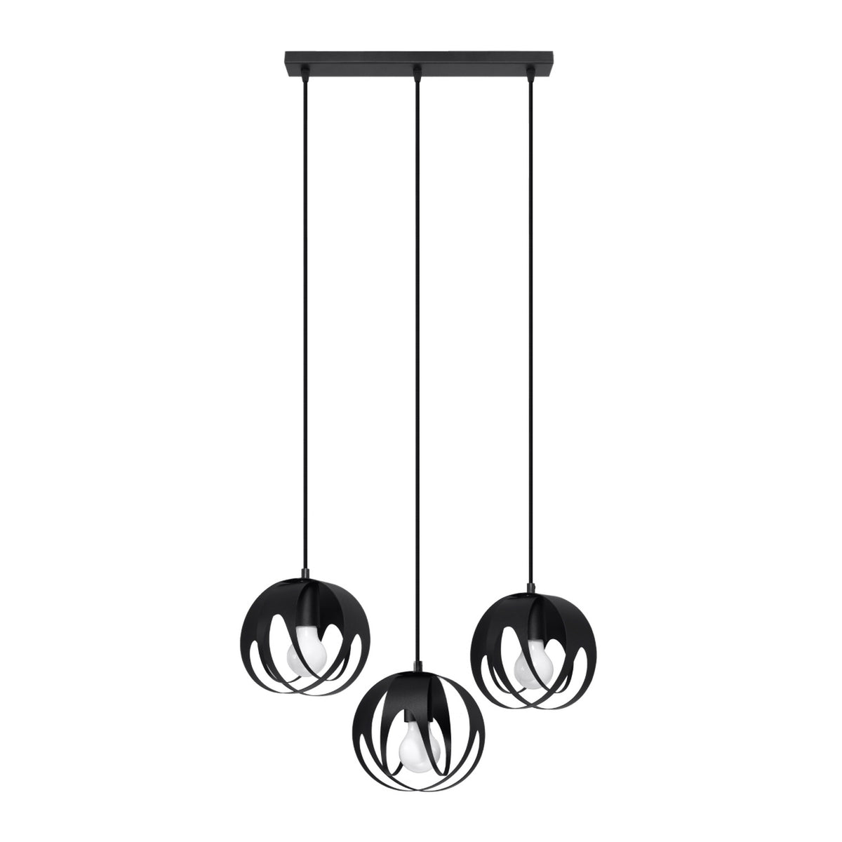 Pendellampe TULOS 3L sort – E27 3 lyskilder stål 50 × 16 × 117 cm IP20