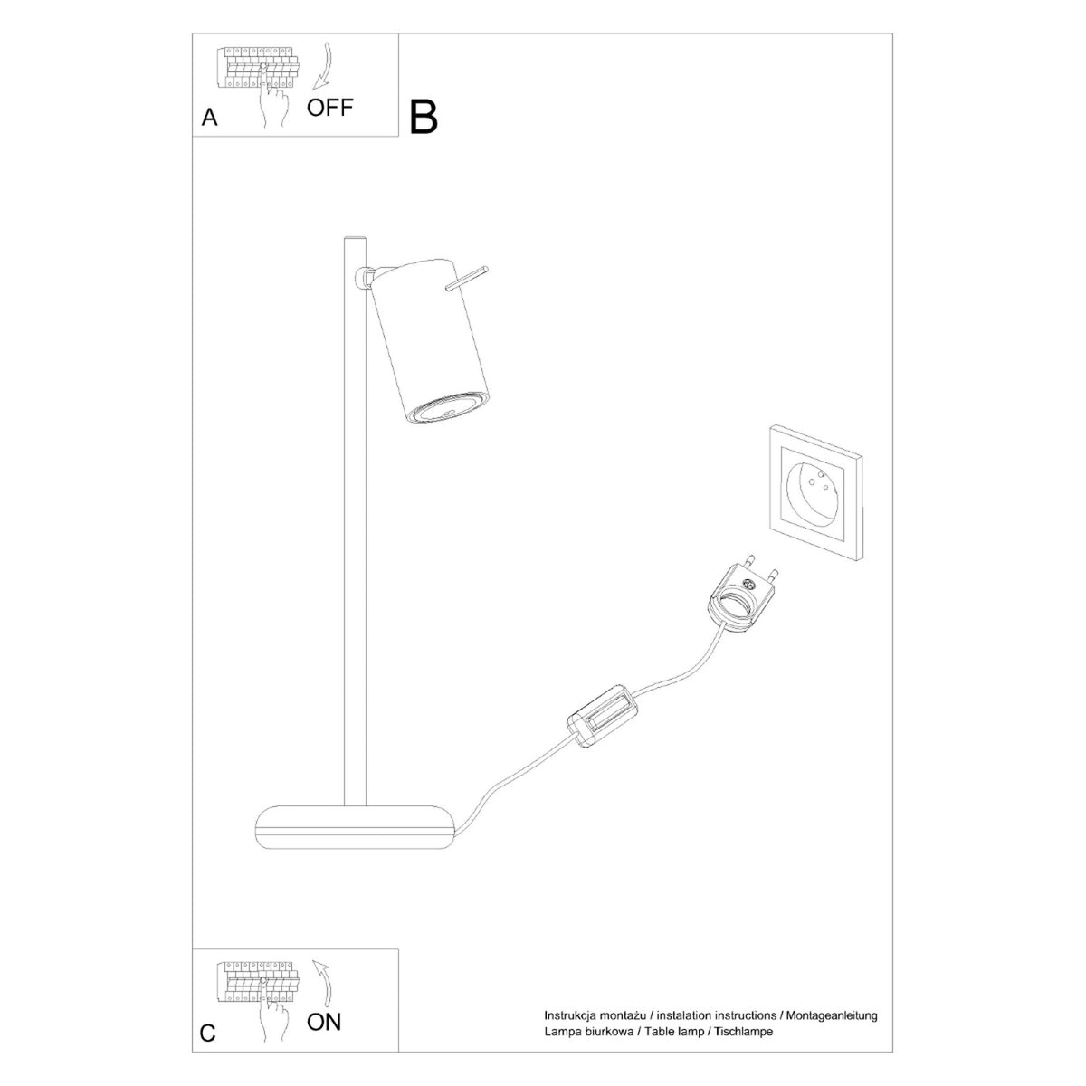 Bordlampe RING hvid med 1 lyskilder – 14.5 × 19.5 × 43 cm – SL.1090
