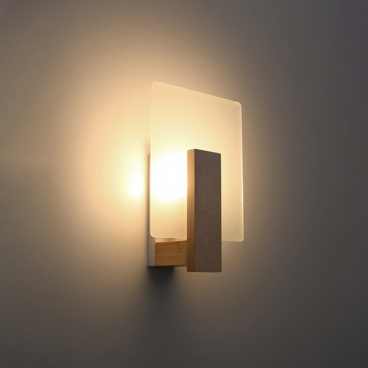Væglampe LAPPO naturtræ – Træ, glas – E14