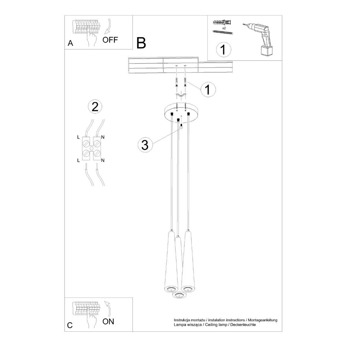 Pendellampe SULA 3P naturtræ – GU10 3 lyskilder træ 20 × 20 × 120 cm IP20