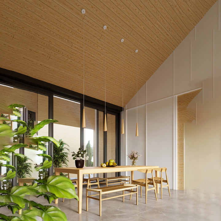 Pendellampe SULA 3P naturtræ – GU10 3 lyskilder træ 20 × 20 × 120 cm IP20