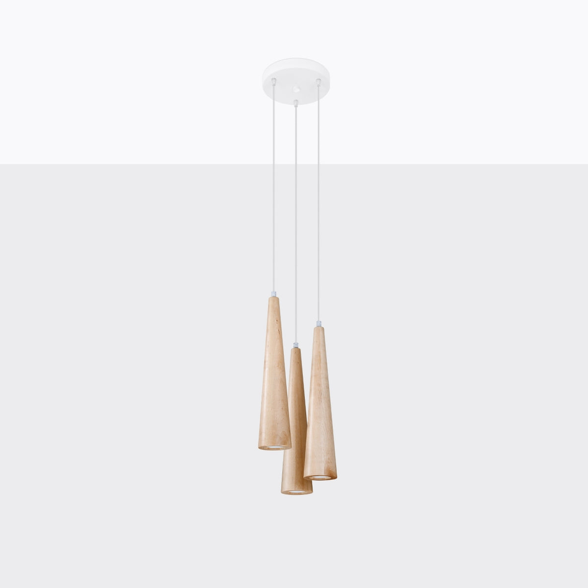 Pendellampe SULA 3P naturtræ – GU10 3 lyskilder træ 20 × 20 × 120 cm IP20