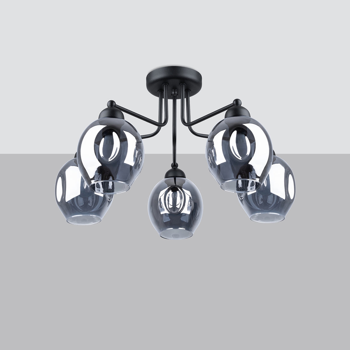 Lysekrone FILLAN 5 sort med 5 lyskilder – 59 × 59 × 36 cm – SL.1145
