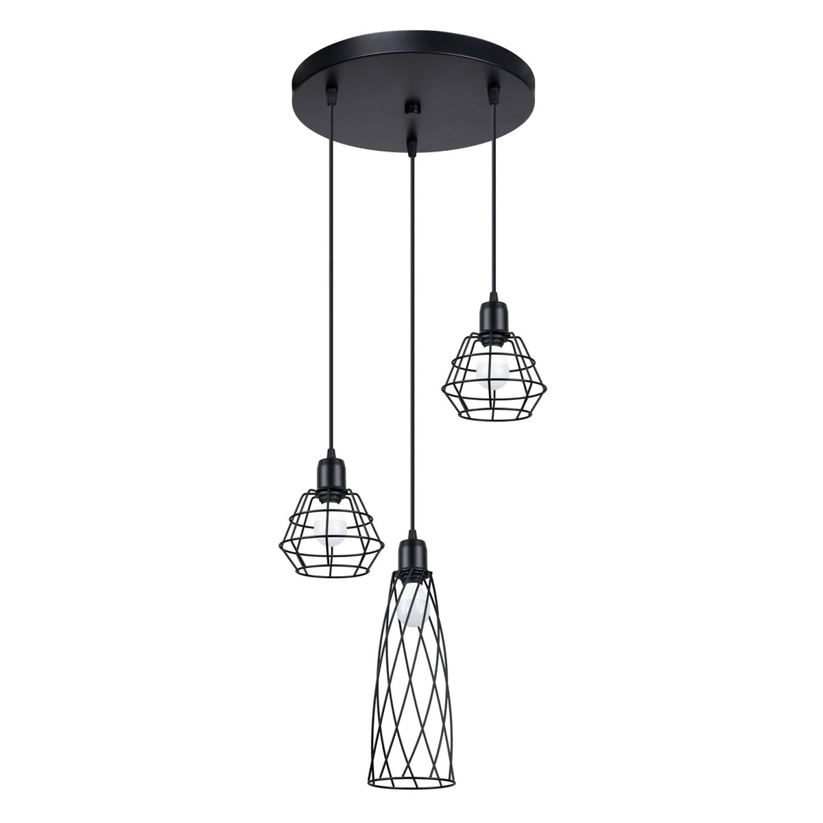 Pendellampe SUBA 3P sort – E14 3 lyskilder stål 38 × 38 × 120 cm IP20