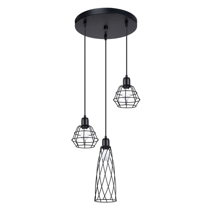 Pendellampe SUBA 3P sort – E14 3 lyskilder stål 38 × 38 × 120 cm IP20