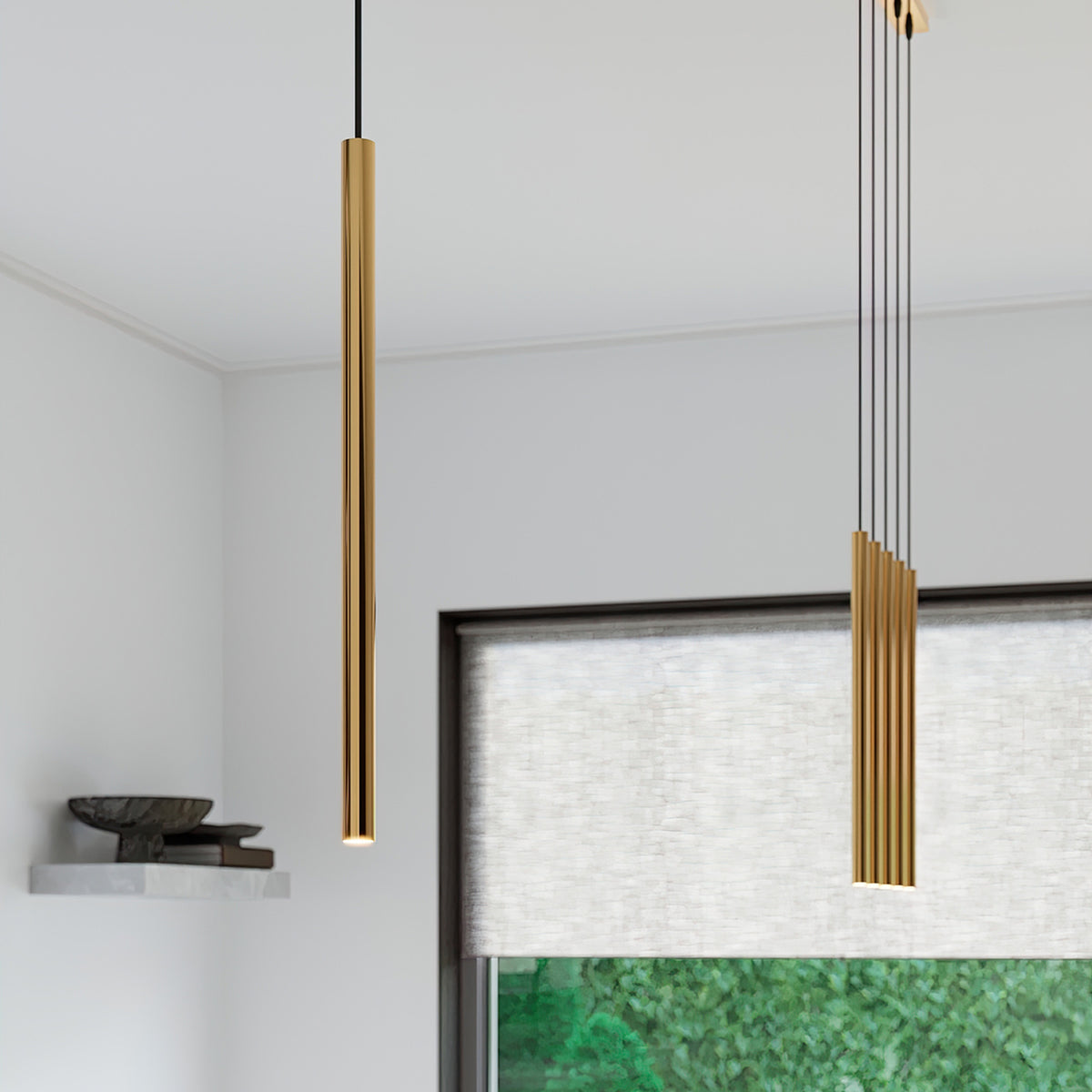 Pendellampe PASTELO 5L guld – G9 5 lyskilder stål 45 × 5 × 110 cm IP20
