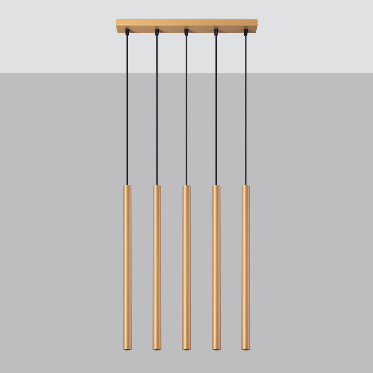 Pendellampe PASTELO 5L guld – G9 5 lyskilder stål 45 × 5 × 110 cm IP20
