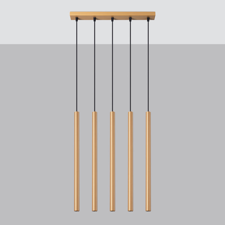 Pendellampe PASTELO 5L guld – G9 5 lyskilder stål 45 × 5 × 110 cm IP20