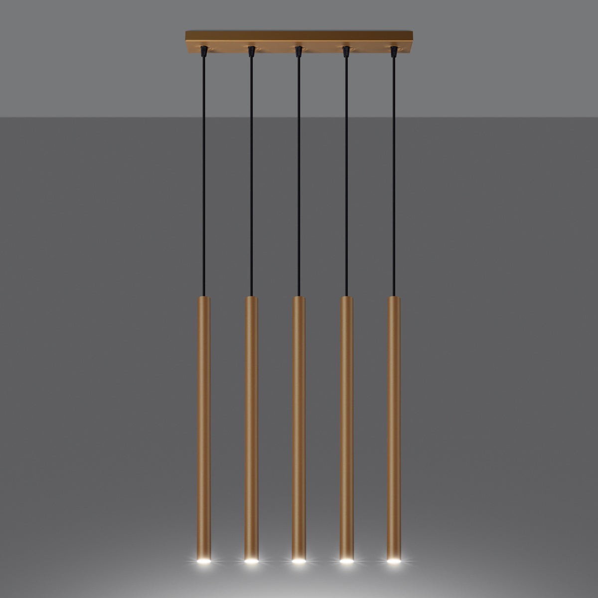 Pendellampe PASTELO 5L guld – G9 5 lyskilder stål 45 × 5 × 110 cm IP20