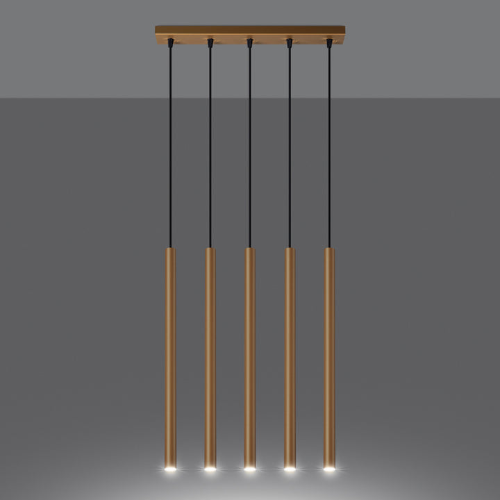 Pendellampe PASTELO 5L guld – G9 5 lyskilder stål 45 × 5 × 110 cm IP20