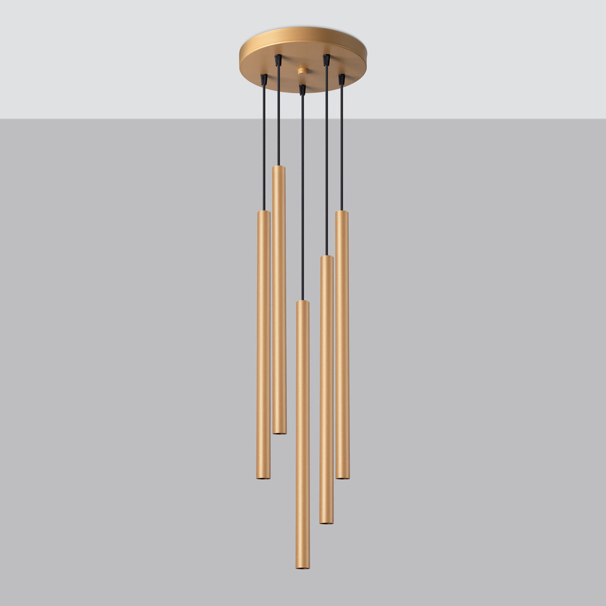 Pendellampe PASTELO 5P guld – G9 5 lyskilder stål 25 × 25 × 110 cm IP20