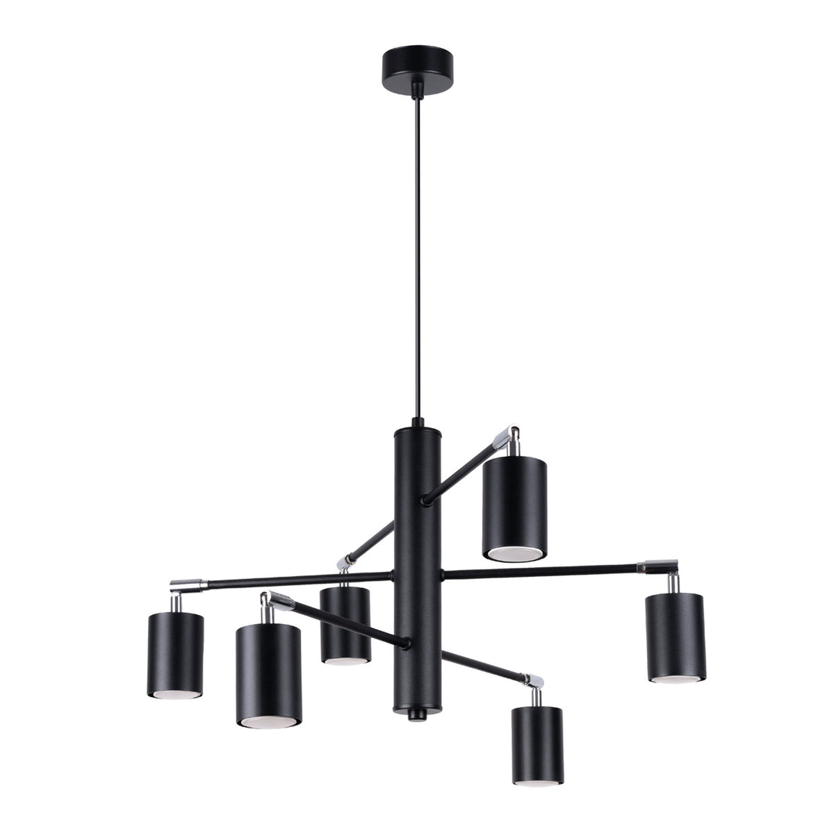 Lysekrone LEMMI 6 sort med 6 lyskilder – 77 × 77 × 125 cm – SL.1207