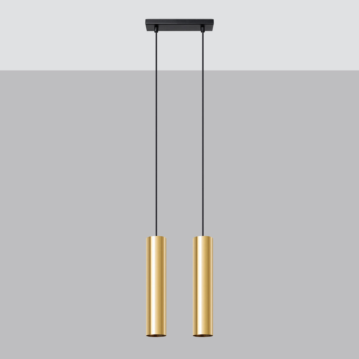 Pendellampe LAGOS 2 poleret guld – GU10 2 lyskilder stål 30 × 6 × 90 cm IP20