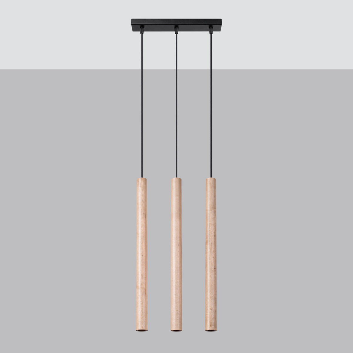 Pendellampe PASTELO 3L træ – G9 3 lyskilder stål/træ 30 × 5 × 110 cm IP20