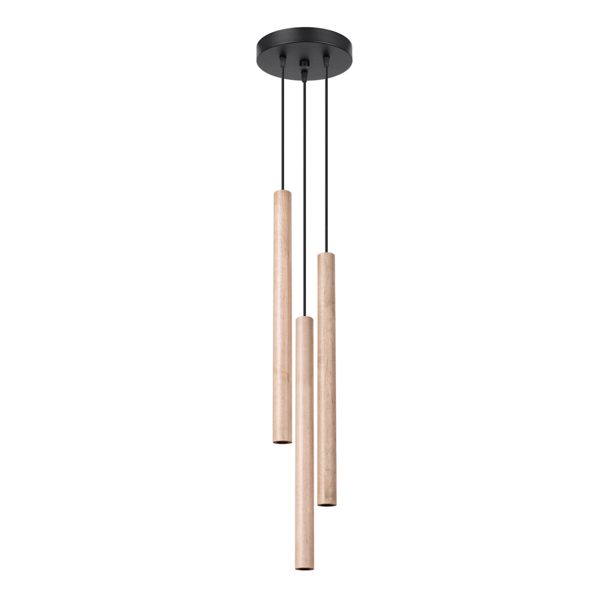 Pendellampe PASTELO 3P træ med 3 lyskilder – 19.5 × 19.5 × 115 cm – SL.1268
