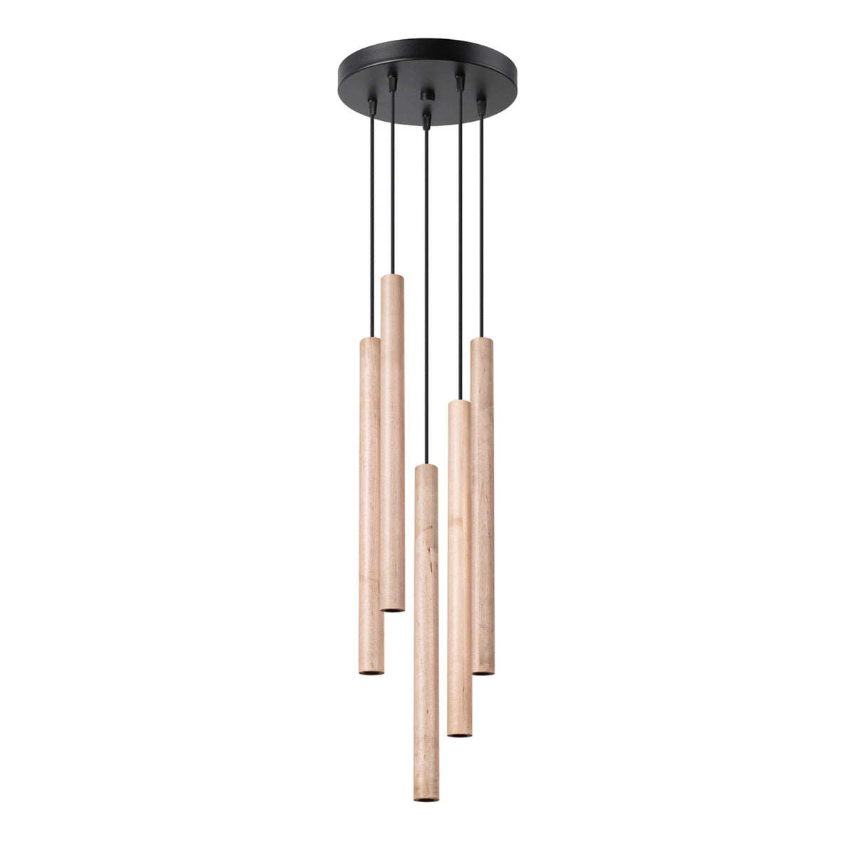 Pendellampe PASTELO 5P træ med 5 lyskilder – 25 × 25 × 110 cm – SL.1270