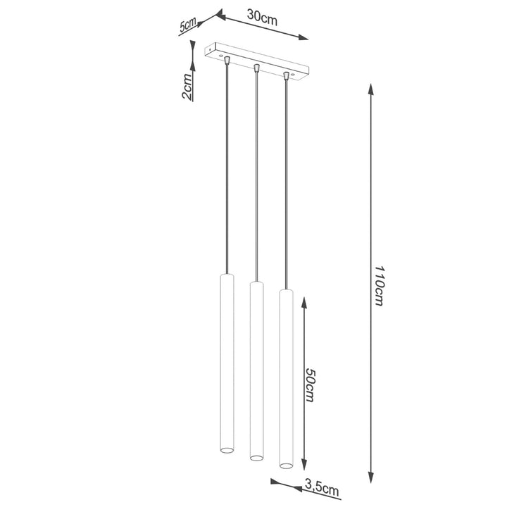 Pendellampe PASTELO 3L i beton med 3 lyskilder – 30 × 3.5 × 110 cm – SL.1272