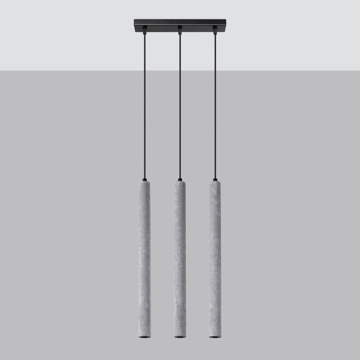 Pendellampe PASTELO 3L i beton med 3 lyskilder – 30 × 3.5 × 110 cm – SL.1272