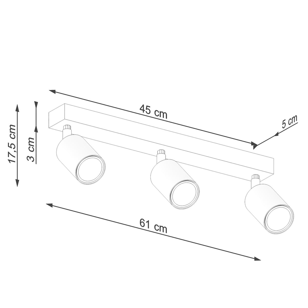 Loftslampe VERDO 3L hvid – Stål, træ – GU10
