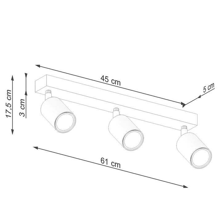 Loftslampe VERDO 3L hvid – Stål, træ – GU10