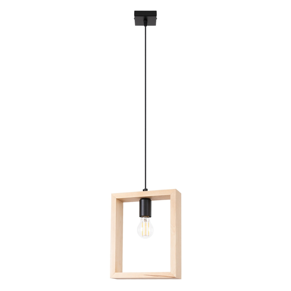 Pendellampe ARIES naturtræ – E27 1 lyskilde stål/træ 24 × 8 × 133 cm IP20