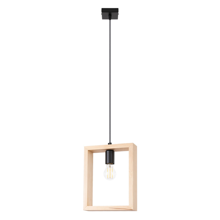 Pendellampe ARIES naturtræ – E27 1 lyskilde stål/træ 24 × 8 × 133 cm IP20