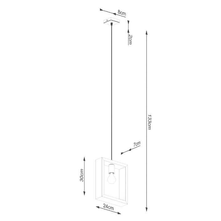 Pendellampe ARIES naturtræ – E27 1 lyskilde stål/træ 24 × 8 × 133 cm IP20