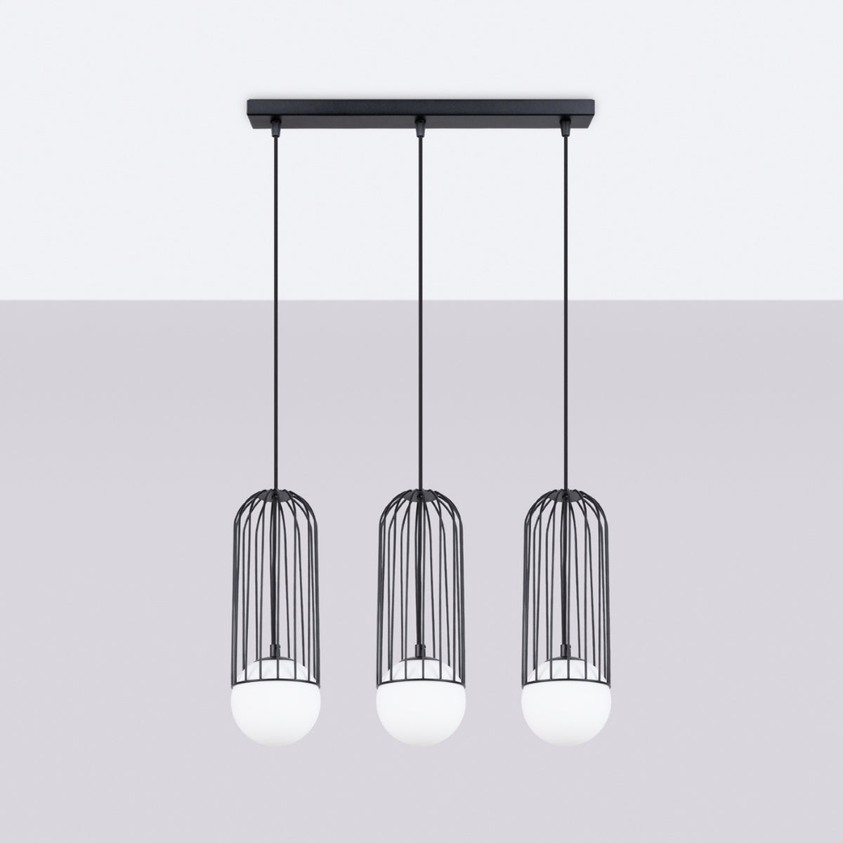 Pendellampe BRINA 3L sort med 3 lyskilder – 54 × 12 × 115 cm – SL.1334