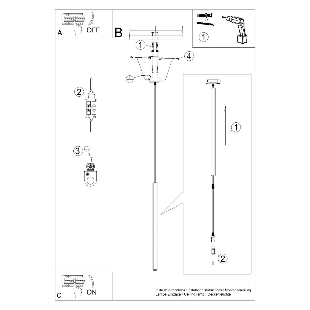 Pendellampe ARCHE 1 guld – G9 1 lyskilde stål 8 × 8 × 120 cm – indendørs