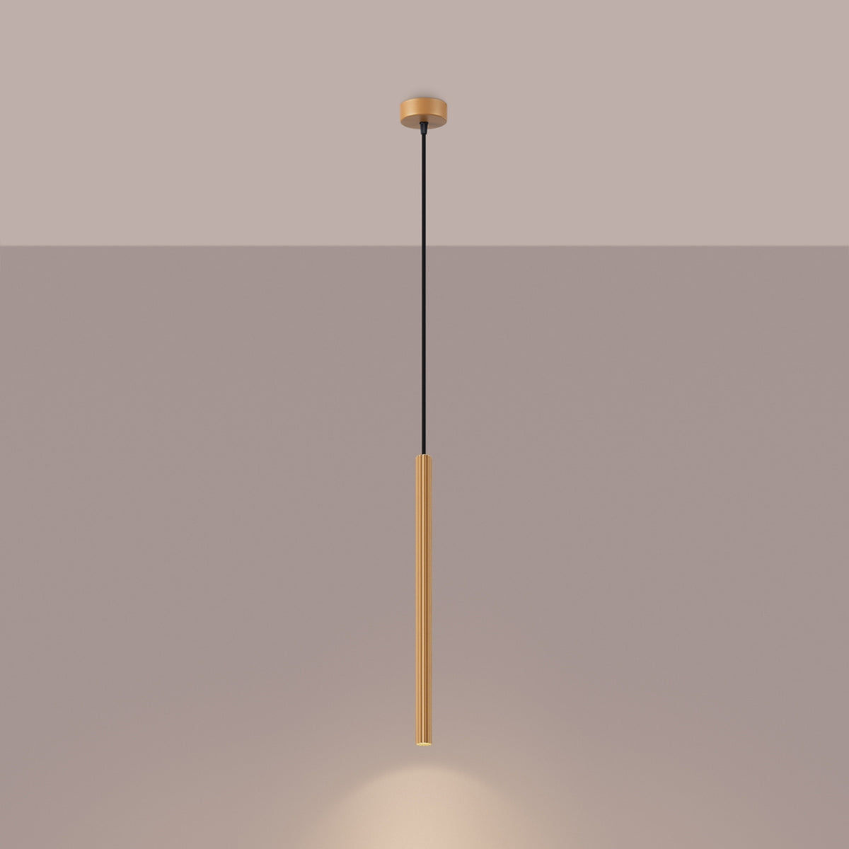 Pendellampe ARCHE 1 guld – G9 1 lyskilde stål 8 × 8 × 120 cm – indendørs