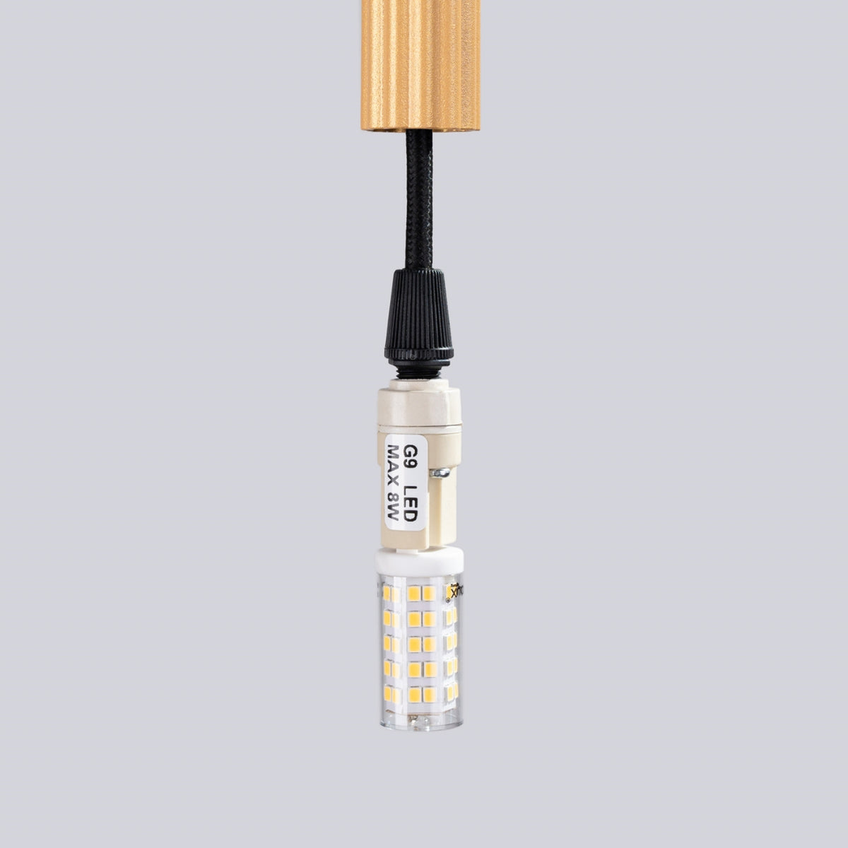 Pendellampe ARCHE 1 guld – G9 1 lyskilde stål 8 × 8 × 120 cm – indendørs